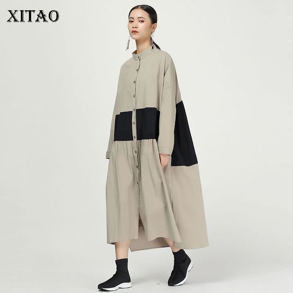 xitao pleated hit color midi dress women original independent design single breast elegant patchwork goddess fan dress wqr1642, Black;gray
xitao pleated hit color midi dress women original independent design single breast elegant patchwork goddess fan dress wqr1642, Black;gray