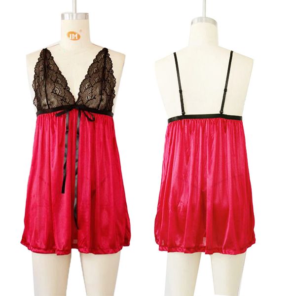 sleepwear soft sleepdress deep v lace lingerie faux silk night dress women spaghetti strap nightgown satin homewear, Black;red
sleepwear soft sleepdress deep v lace lingerie faux silk night dress women spaghetti strap nightgown satin homewear, Black;red