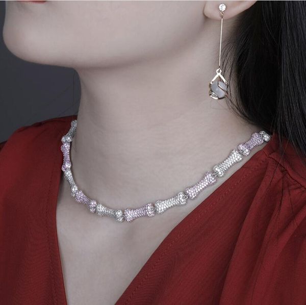 new full zircon jewelry bone chain men and women hip-hop necklace bone shape necklace fashion personality accessories, Silver
new full zircon jewelry bone chain men and women hip-hop necklace bone shape necklace fashion personality accessories, Silver