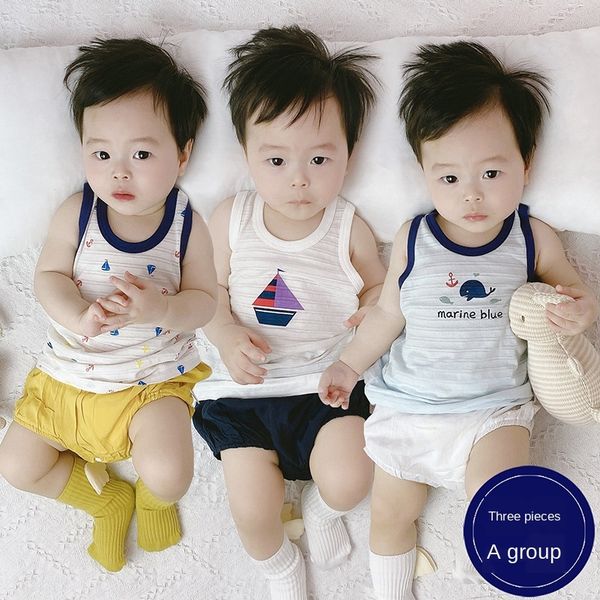 baby children's summer hollowed-out thin girls' straps boys' hurdles children's sleeveless bottoming baby shoulder vest, Blue
baby children's summer hollowed-out thin girls' straps boys' hurdles children's sleeveless bottoming baby shoulder vest, Blue