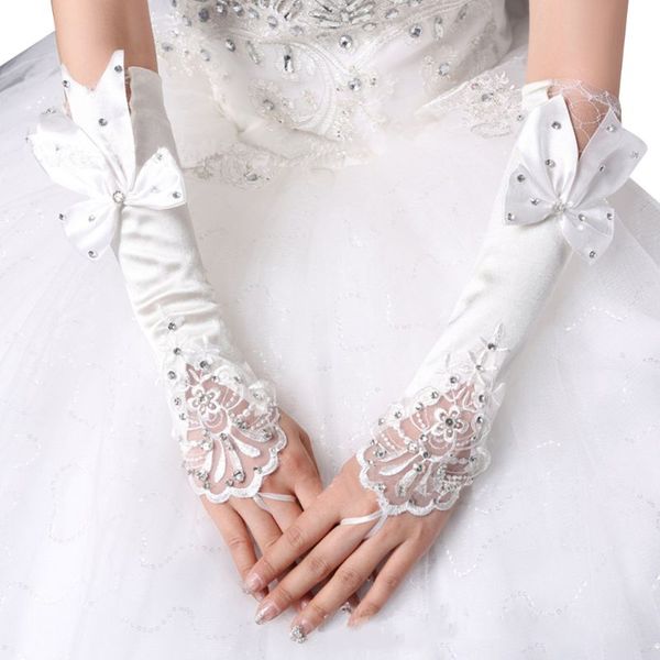 bridal gloves ladies wedding long fingerless gloves embroidery floral lace patchwork jewelry rhinestone bowknot bridal satin mittens, White
bridal gloves ladies wedding long fingerless gloves embroidery floral lace patchwork jewelry rhinestone bowknot bridal satin mittens, White
