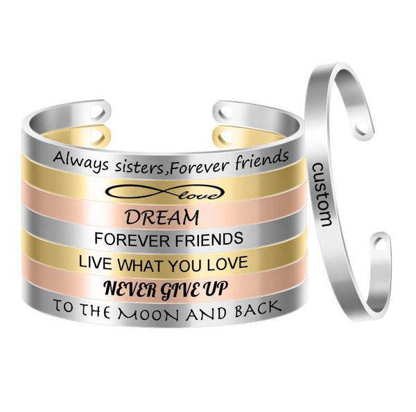 stainless steel 6mm width bangle rose gold positive inspirational mantra bracelets bangles gift for women sl-001, Black
stainless steel 6mm width bangle rose gold positive inspirational mantra bracelets bangles gift for women sl-001, Black