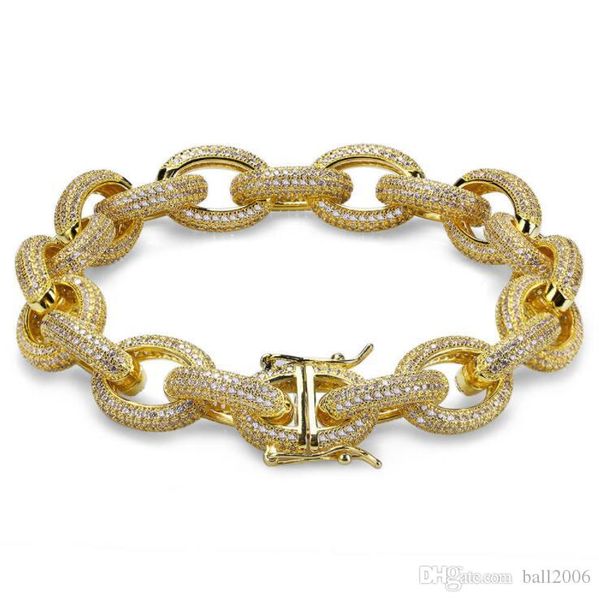 12mm hip hop iced out men bracelets gold silver cubic zircon thick heavy copper material twisted and oval link bracelet 7"8, Black
12mm hip hop iced out men bracelets gold silver cubic zircon thick heavy copper material twisted and oval link bracelet 7"8, Black