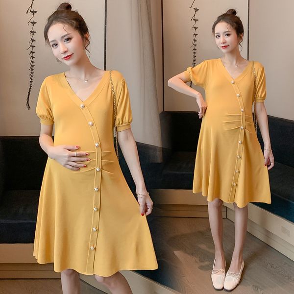 6005# maternity clothes summer short sleeve easy matching loose stylish knitted dress for pregnant women mom dress, White
6005# maternity clothes summer short sleeve easy matching loose stylish knitted dress for pregnant women mom dress, White