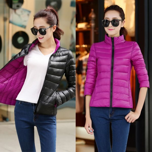 2019 new light and thin two-sided women's short stand collar down jacket coat down jacket large size korean style slim coat fashion, Black
2019 new light and thin two-sided women's short stand collar down jacket coat down jacket large size korean style slim coat fashion, Black