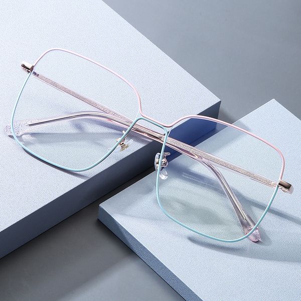 new korean style web red plain glasses women's polygon myopia large frame glasses metal frame, Silver
new korean style web red plain glasses women's polygon myopia large frame glasses metal frame, Silver