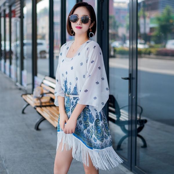 new korean fashion chiffon printing variable sunscreen flower tassel scarf shawl shawl scarf travel seaside, Blue;gray
new korean fashion chiffon printing variable sunscreen flower tassel scarf shawl shawl scarf travel seaside, Blue;gray