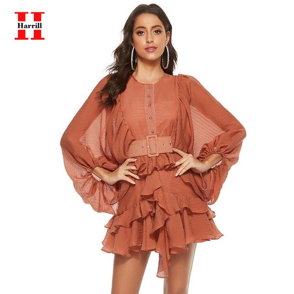 casual dresses vintage lantern sleeve a-line dress women ruffled hem single-breasted party belt decoration chic slim mini vestido, Black;gray
casual dresses vintage lantern sleeve a-line dress women ruffled hem single-breasted party belt decoration chic slim mini vestido, Black;gray