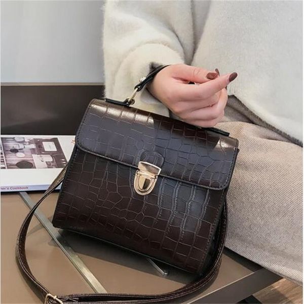 2019 new fashion shoulder all-match women's shoulder hand bag korean pu crocodile twill women's bag batch