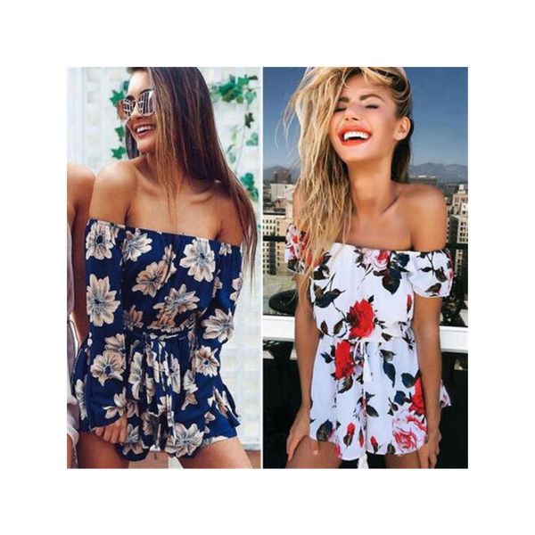 women casual leisure female ladies elegant floral printing off shoulder lace up slim shorts jumpsuits playsuits, Black;white
women casual leisure female ladies elegant floral printing off shoulder lace up slim shorts jumpsuits playsuits, Black;white