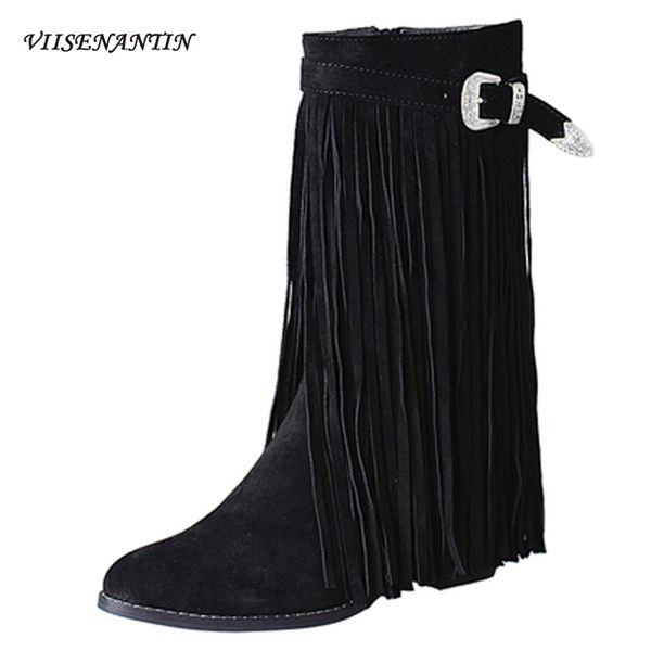 original authentic autumn and winter frosted cowhide side zipper boots with belt buckle thick tassel boots, Black
original authentic autumn and winter frosted cowhide side zipper boots with belt buckle thick tassel boots, Black