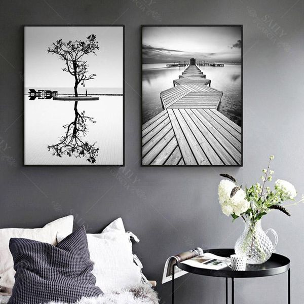 2 pieces nordic wall art black and white tree bridge landscape canvas painting minimalist poster prints pictures modern home decor
2 pieces nordic wall art black and white tree bridge landscape canvas painting minimalist poster prints pictures modern home decor