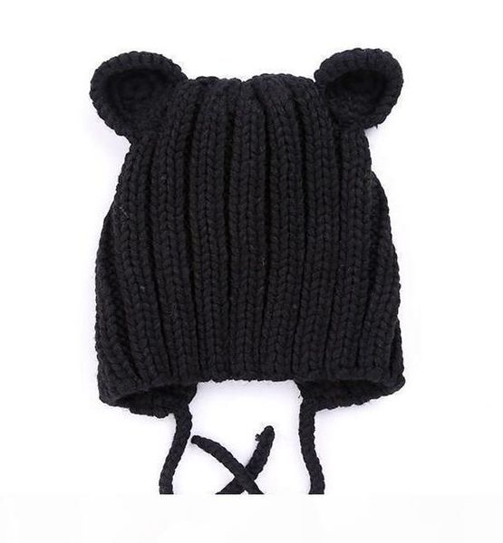 2019 winter new baby knit warm earmuffs children's hat, Blue;gray