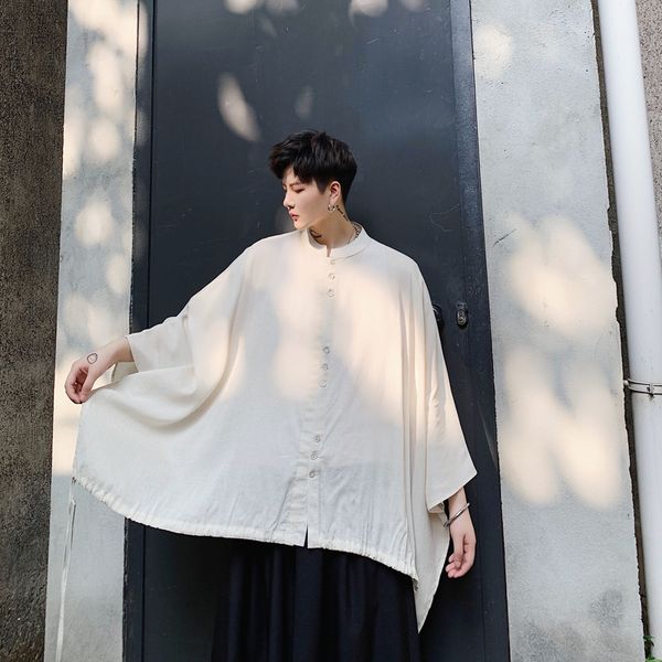 loose yamamoto bat sleeve drawstring personality short sleeve cotton shirt summer tide men cape cape, White;black
loose yamamoto bat sleeve drawstring personality short sleeve cotton shirt summer tide men cape cape, White;black