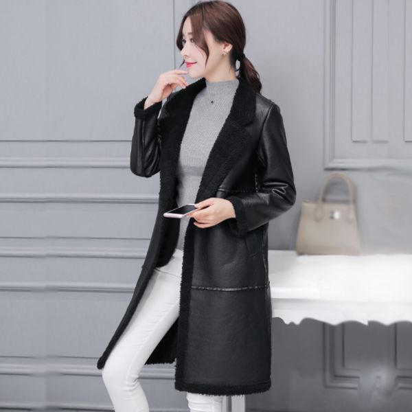 fur collar women long leather jacket coat female winter warm long sleeve plus size leather suede jacket ladies coat aq851, Black
fur collar women long leather jacket coat female winter warm long sleeve plus size leather suede jacket ladies coat aq851, Black