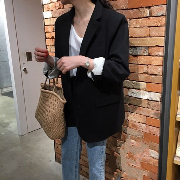 ghost house korean autumn black v-neck two-button lapel suit short short coat button jacket small coat suit, White;black
ghost house korean autumn black v-neck two-button lapel suit short short coat button jacket small coat suit, White;black
