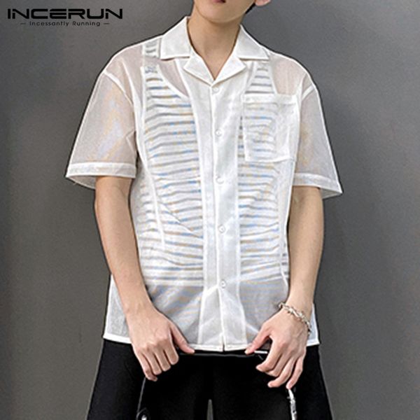 fashion mesh shirt men see through short sleeve streetwear breathable lapel camisas party nightclub casual shirts s-5xl incerun, White;black
fashion mesh shirt men see through short sleeve streetwear breathable lapel camisas party nightclub casual shirts s-5xl incerun, White;black