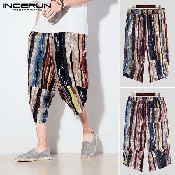 men's pants incerun men color striped print cropped wide crotch harem trousers colorful loose baggy wide-legged bloomers s-5xl, Black
men's pants incerun men color striped print cropped wide crotch harem trousers colorful loose baggy wide-legged bloomers s-5xl, Black