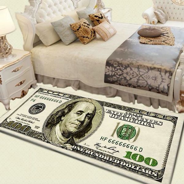new sell crative non-slip area rug modern home decor carpet runner dollar printed carpet one hundred dollar 100 bill print