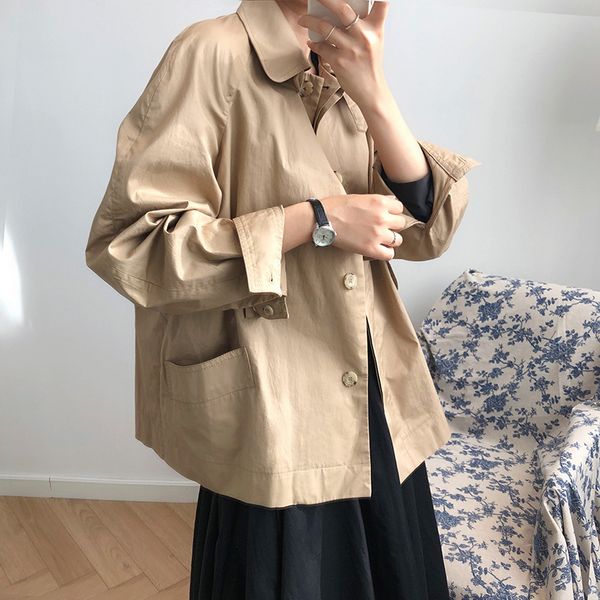 homemade short trench coat women 2020 autumn fashion harajuku style windbreaker, Tan;black
homemade short trench coat women 2020 autumn fashion harajuku style windbreaker, Tan;black