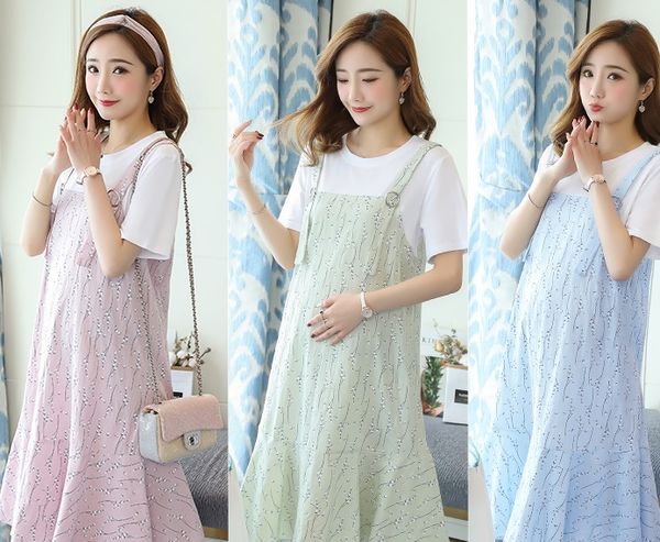 fashion influx of pregnant women fake two pieces of pregnant women dress summer new stitching floral long skirt fashionable mate, White
fashion influx of pregnant women fake two pieces of pregnant women dress summer new stitching floral long skirt fashionable mate, White