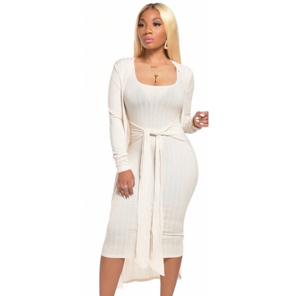 summer fashion two pieces set women long sleeve thin cardigan and belt bodycon sundress spring knitted coat leisure outfits, White
summer fashion two pieces set women long sleeve thin cardigan and belt bodycon sundress spring knitted coat leisure outfits, White