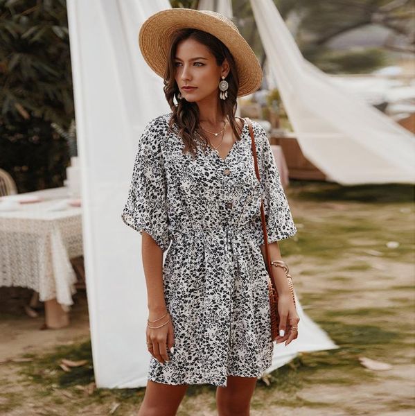 women dress fashion floral print short sleeve v-neck button sundress mini dresses bandage dress bodycon 2020, Black;gray
women dress fashion floral print short sleeve v-neck button sundress mini dresses bandage dress bodycon 2020, Black;gray