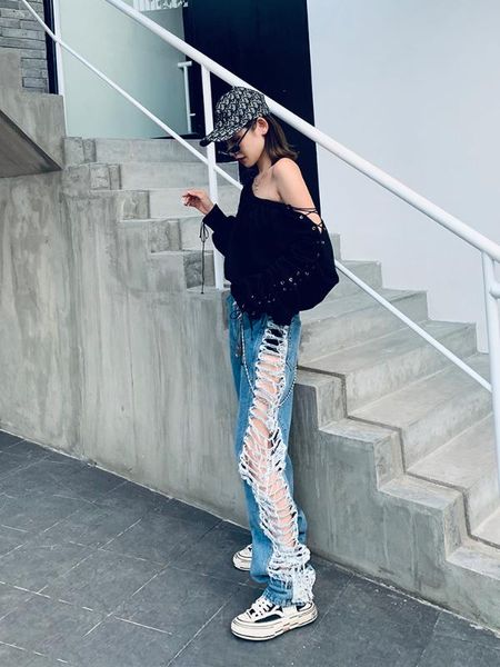 women's jeans girl fashion brand spring 2021 side hole loose casual jean, Blue
women's jeans girl fashion brand spring 2021 side hole loose casual jean, Blue