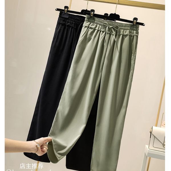 women's pants & capris women streetwear summer thin elastic waist draw rope straight tube casual trousers korean version loose nine min, Black;white
women's pants & capris women streetwear summer thin elastic waist draw rope straight tube casual trousers korean version loose nine min, Black;white
