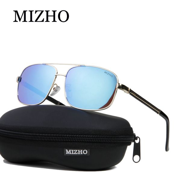 mizho brand design busines mirror visual protection retro sunglasses men polarized rectangle traveling luxury glasses driving, White;black