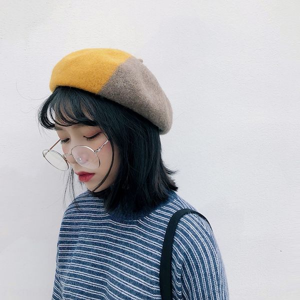 color matching painter's beret woolen woolen beret season hat lady student pumpkin painter hat ins2019 winter, Blue;gray
color matching painter's beret woolen woolen beret season hat lady student pumpkin painter hat ins2019 winter, Blue;gray