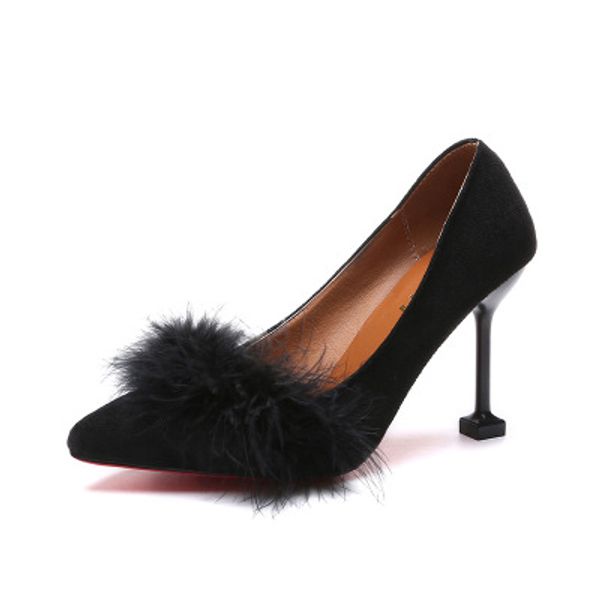 2020 spring and autumn new suede fashion wild pointed pointed shallow mouth large size female hair belt with single shoes, Black
2020 spring and autumn new suede fashion wild pointed pointed shallow mouth large size female hair belt with single shoes, Black