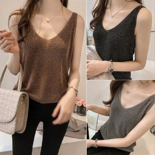 korean summer 2020 new fashion bright silk knitted camisole women's slim sleeveless v-neck vest silk shirt solid color base shirt, Camo
korean summer 2020 new fashion bright silk knitted camisole women's slim sleeveless v-neck vest silk shirt solid color base shirt, Camo
