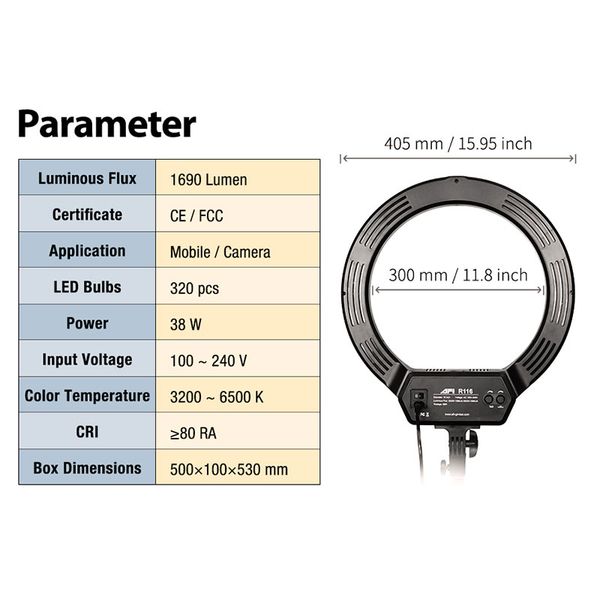 qualityled ring light dimmable pgraphic lighting 16 3200-6500k 320 led ring lamp selfie for camera p studio video phon
qualityled ring light dimmable pgraphic lighting 16 3200-6500k 320 led ring lamp selfie for camera p studio video phon