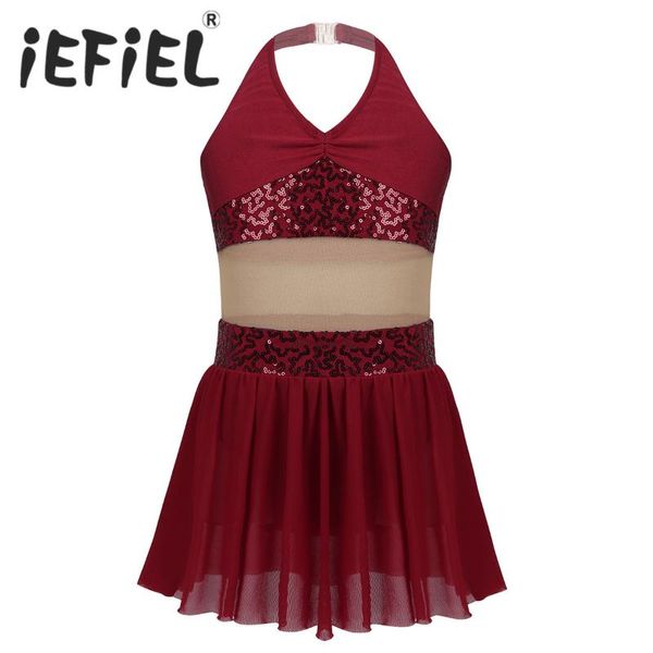 kids girls sleeveless halter sequins stretchy mesh splice leotard dress for lyrical modern contemporary ballroom ballet dance, Red;yellow
kids girls sleeveless halter sequins stretchy mesh splice leotard dress for lyrical modern contemporary ballroom ballet dance, Red;yellow