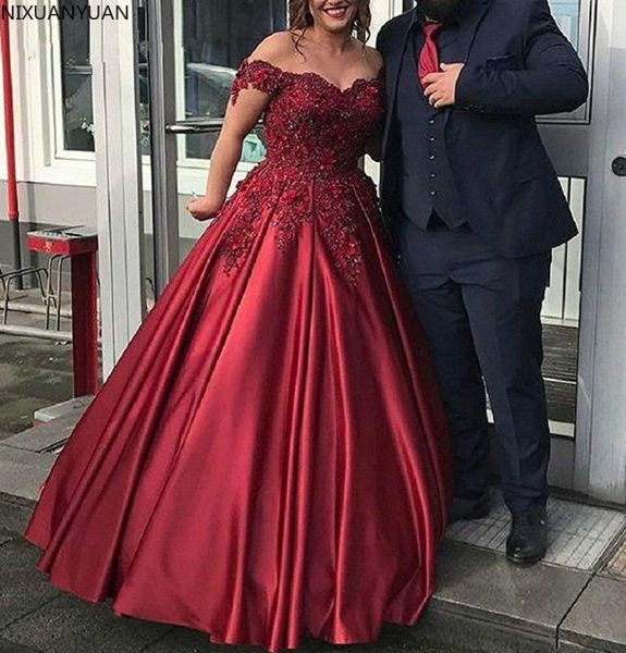 party dresses burgundy long prom ball gown satin appliques evening dress sweet 16 wedding, White;black
party dresses burgundy long prom ball gown satin appliques evening dress sweet 16 wedding, White;black