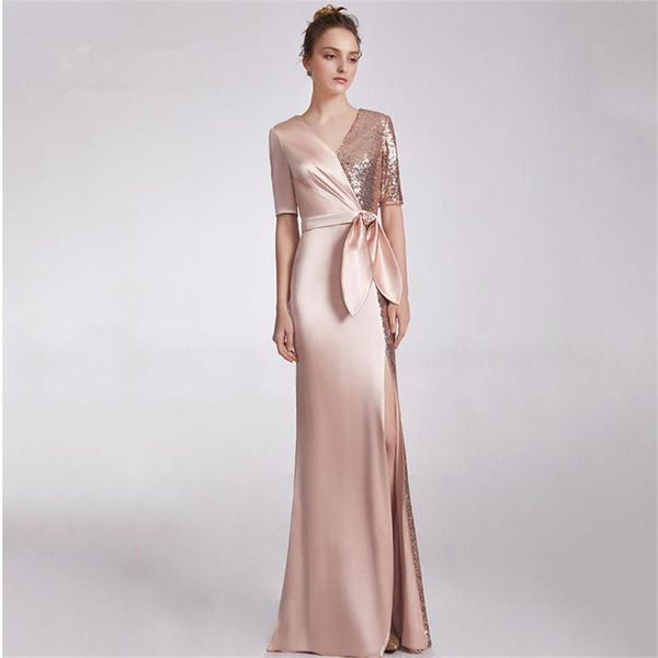 party dresses v-neck elegant half-sleeve evening dress bow waist formal women long satin & sequins prom robe 2021 fashion, White;black
party dresses v-neck elegant half-sleeve evening dress bow waist formal women long satin & sequins prom robe 2021 fashion, White;black