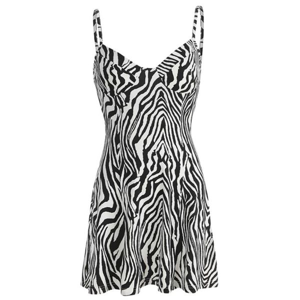 women sleeveless pleated mini sling dress zebra stripes v-neck slim streetwear d08e, Black;gray
women sleeveless pleated mini sling dress zebra stripes v-neck slim streetwear d08e, Black;gray