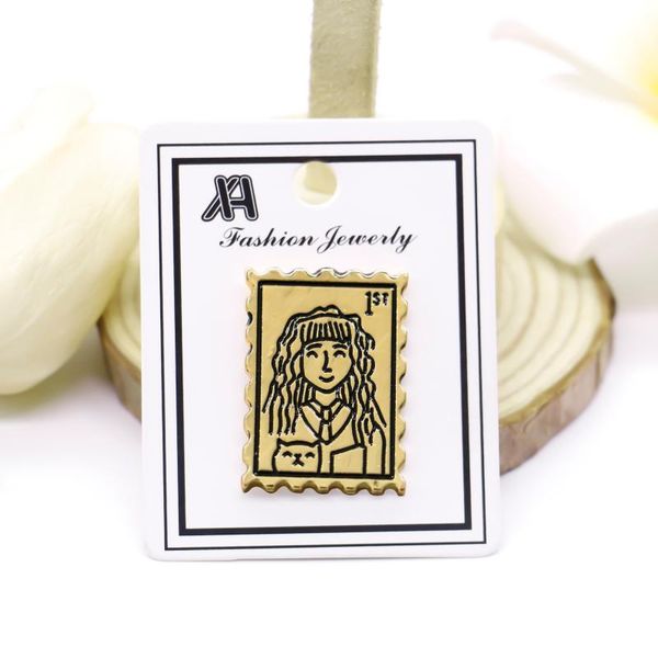 brooch-magic world magic girl hermione portrait brooch enamel badge hermione fan gift, Gray