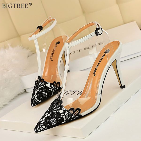 2020 sandals women high heels lace pointed toe transparent pvc pumps femmes sandales slingback thin heels ankle strap new, Black
2020 sandals women high heels lace pointed toe transparent pvc pumps femmes sandales slingback thin heels ankle strap new, Black