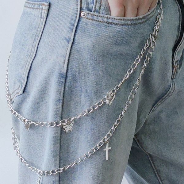 new punk street butterfly belt waist chain male women gold pants chain multi layer hiphop hook trousers keychain jewelry, Silver
new punk street butterfly belt waist chain male women gold pants chain multi layer hiphop hook trousers keychain jewelry, Silver