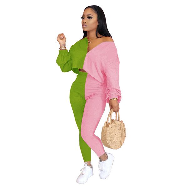 womens contrast color autumn tracksuits woman 2pcs bat sleeve short with loose long pants set woman sport suits, White
womens contrast color autumn tracksuits woman 2pcs bat sleeve short with loose long pants set woman sport suits, White