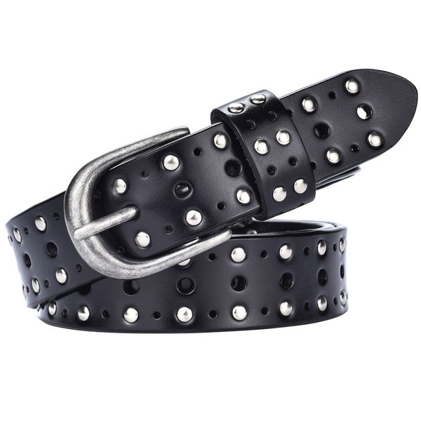 female genuine leather rivet belts designer fashion pin buckle waist women belts luxury brands leather belt female, Black;brown
female genuine leather rivet belts designer fashion pin buckle waist women belts luxury brands leather belt female, Black;brown