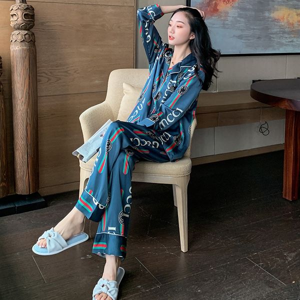 net red fashion home clothes pajamas female ice silk long sleeve two-piece set thin cardigan silk home clothes set, Blue;red
net red fashion home clothes pajamas female ice silk long sleeve two-piece set thin cardigan silk home clothes set, Blue;red
