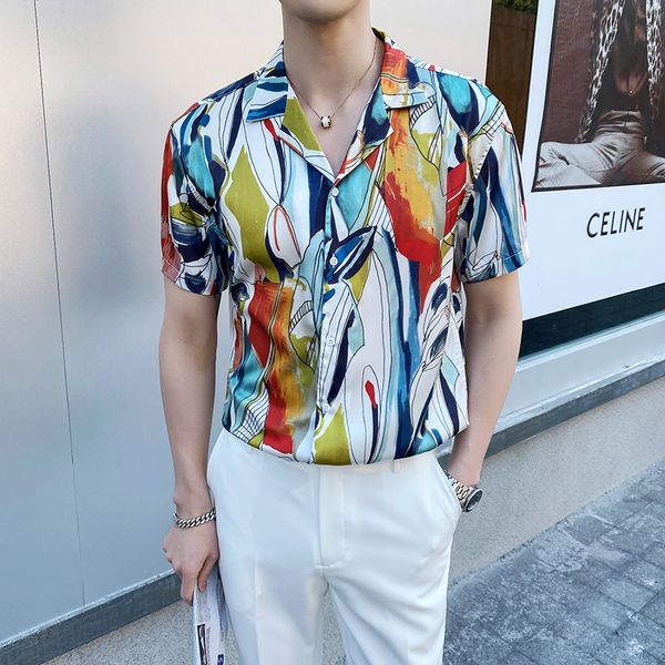 men print shirts summer turn down collar short sleeve loose shirt men plus size streetwear casual shirts for 2xl, White;black
men print shirts summer turn down collar short sleeve loose shirt men plus size streetwear casual shirts for 2xl, White;black