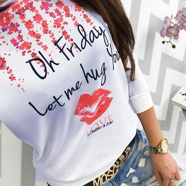 fashion women loose t shirt long sleeve flower letter print casual o neck t shirt fall new women plus size clothing, White
fashion women loose t shirt long sleeve flower letter print casual o neck t shirt fall new women plus size clothing, White