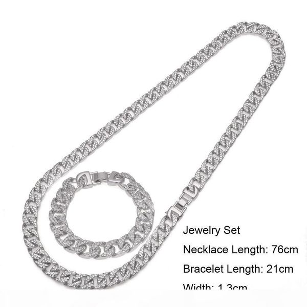 men hip hop bling jewelry set 24k gold plated full cz miami cuban link necklace & bracelet iced out chains 76cm 21cm, Silver
men hip hop bling jewelry set 24k gold plated full cz miami cuban link necklace & bracelet iced out chains 76cm 21cm, Silver