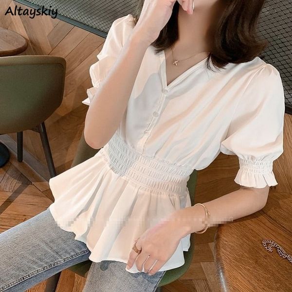 women's blouses & shirts women vintage burgundy ruffles hem chic korean simple v-neck ladies blouse all-match summer elegant womens est, White
women's blouses & shirts women vintage burgundy ruffles hem chic korean simple v-neck ladies blouse all-match summer elegant womens est, White