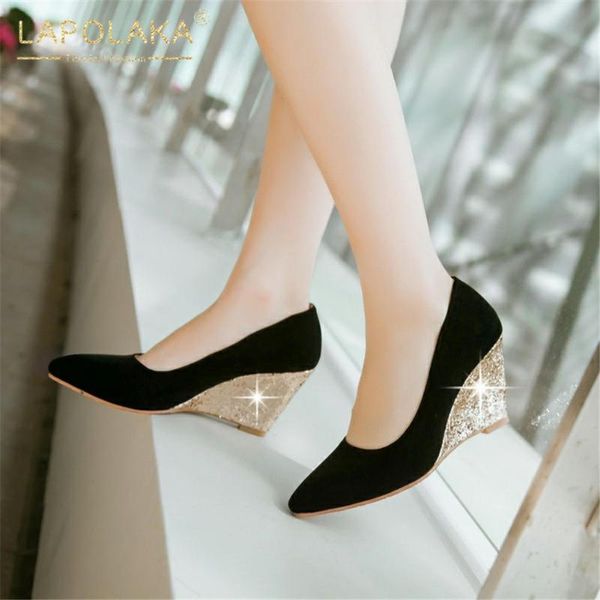 lapolaka 2020 large size 43 wedge high heels party club pumps woman shoes slip-on pointed toe shoes ladies pumps, Black
lapolaka 2020 large size 43 wedge high heels party club pumps woman shoes slip-on pointed toe shoes ladies pumps, Black