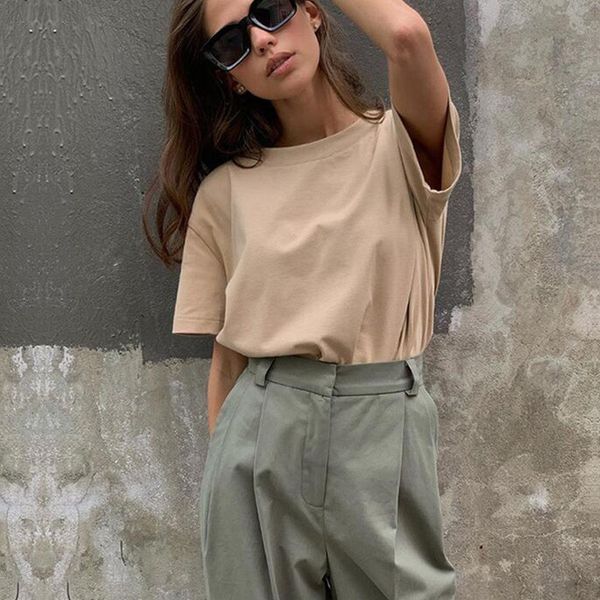 basic cotton t shirt for women short sleeve oversized solid tees casual loose tshirt o neck female, White
basic cotton t shirt for women short sleeve oversized solid tees casual loose tshirt o neck female, White